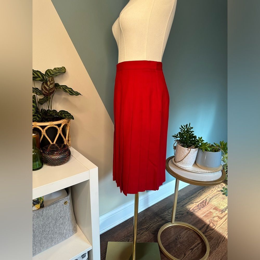 Vintage 80s Talbots Red Wool Pleated Skirt Size 10 Made USA High Waist 29” - Picture 4 of 10